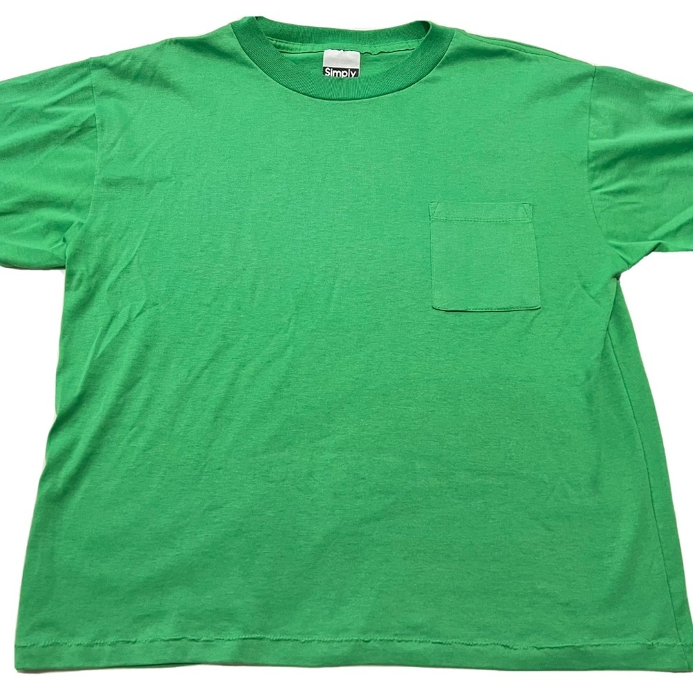Simply Basic XL vintage green pocket tee shirt blank 90s